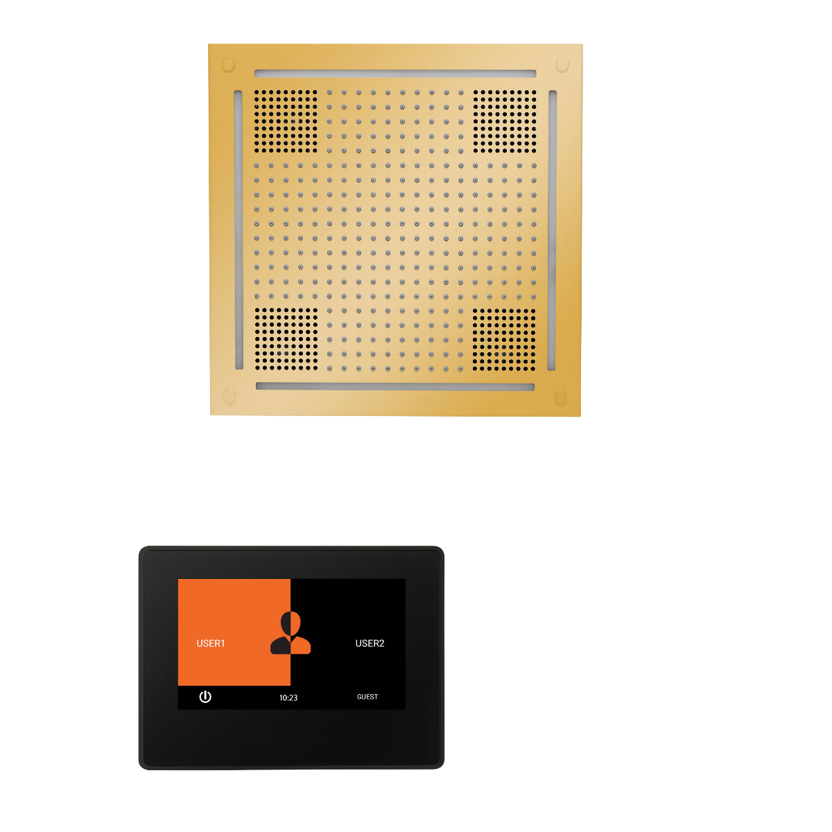 ThermaSol WHSTP7S Wellness Steam Package - HydroVive 18 Rainhead + ThermaTouch2 7" Black Trim Control + SteamVection Square Steam Head ThermaSol