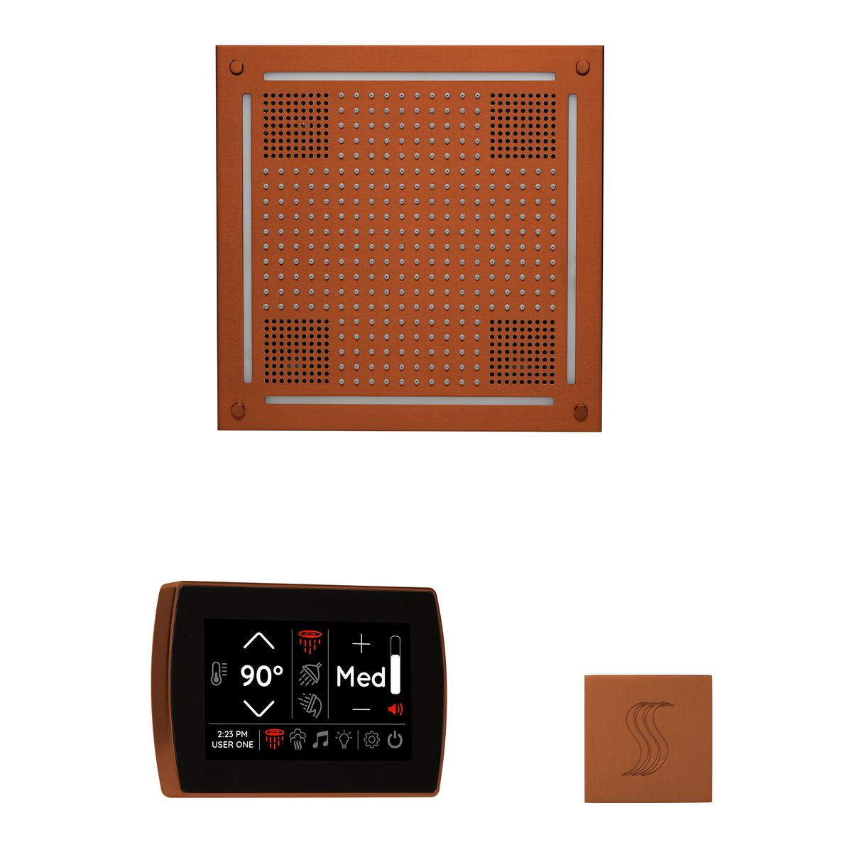 ThermaSol WHSTPSR Wellness Steam Package - HydroVive 18 Rainhead + SignaTouch Wall Mount Control + SteamVection Square Steam Head ThermaSol