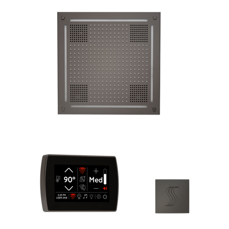 ThermaSol WHSTPSS Wellness Steam Package - HydroVive 18 Rainhead + SignaTouch Recessed Black Trim Control + SteamVection Square Steam Head ThermaSol