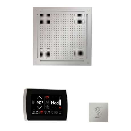 ThermaSol WHSTPSS Wellness Steam Package - HydroVive 18 Rainhead + SignaTouch Recessed Black Trim Control + SteamVection Square Steam Head ThermaSol