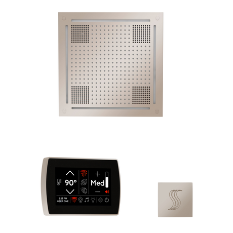 ThermaSol WHSTPSR Wellness Steam Package - HydroVive 18 Rainhead + SignaTouch Wall Mount Control + SteamVection Square Steam Head ThermaSol