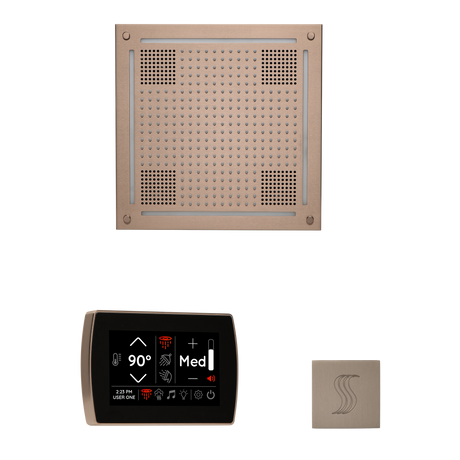 ThermaSol WHSTPSS Wellness Steam Package - HydroVive 18 Rainhead + SignaTouch Recessed Black Trim Control + SteamVection Square Steam Head ThermaSol