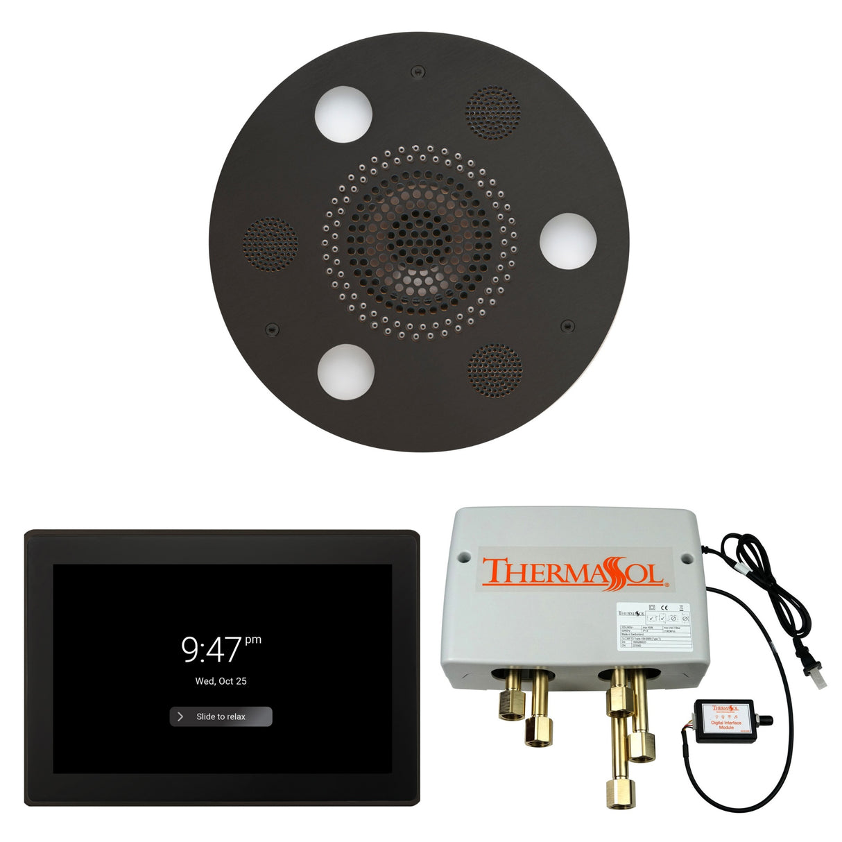 ThermaSol WSP15R Wellness Shower Package - Serenity Advanced Round Rainhead + ThermaTouch2 15" Control + Digital Shower Valve ThermaSol