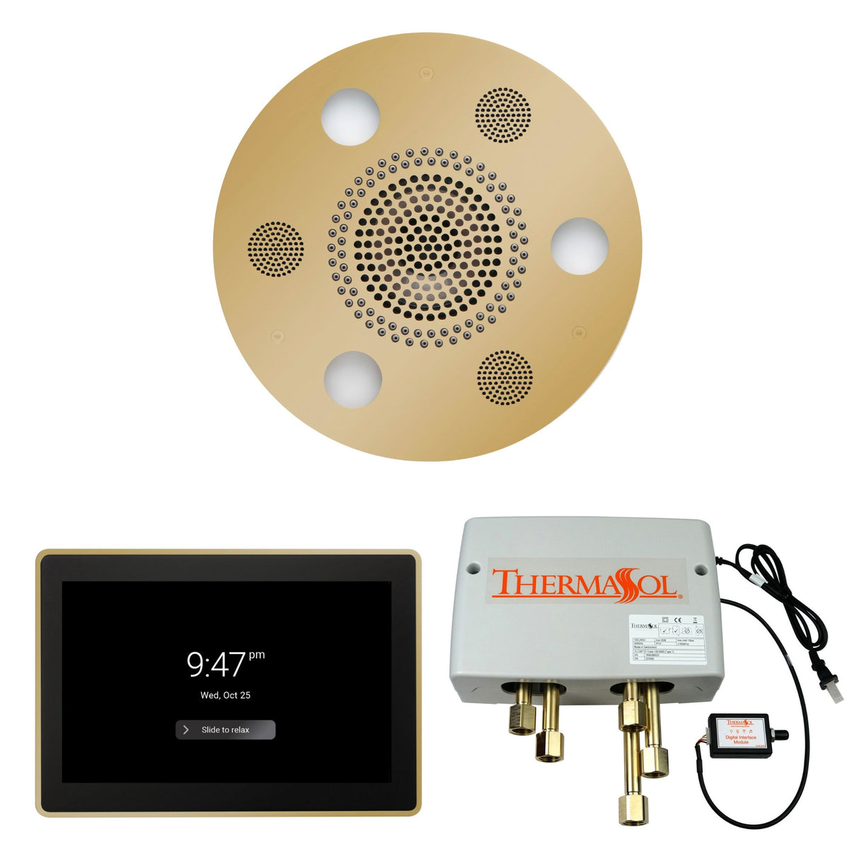 ThermaSol WSP15R Wellness Shower Package - Serenity Advanced Round Rainhead + ThermaTouch2 15" Control + Digital Shower Valve ThermaSol
