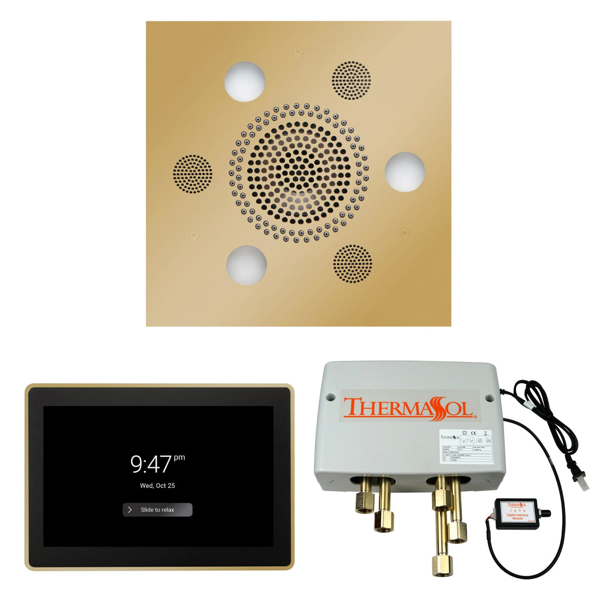 ThermaSol WSP15S Wellness Shower Package - Serenity Advanced Square Rainhead + ThermaTouch2 15" Control + Digital Shower Valve ThermaSol