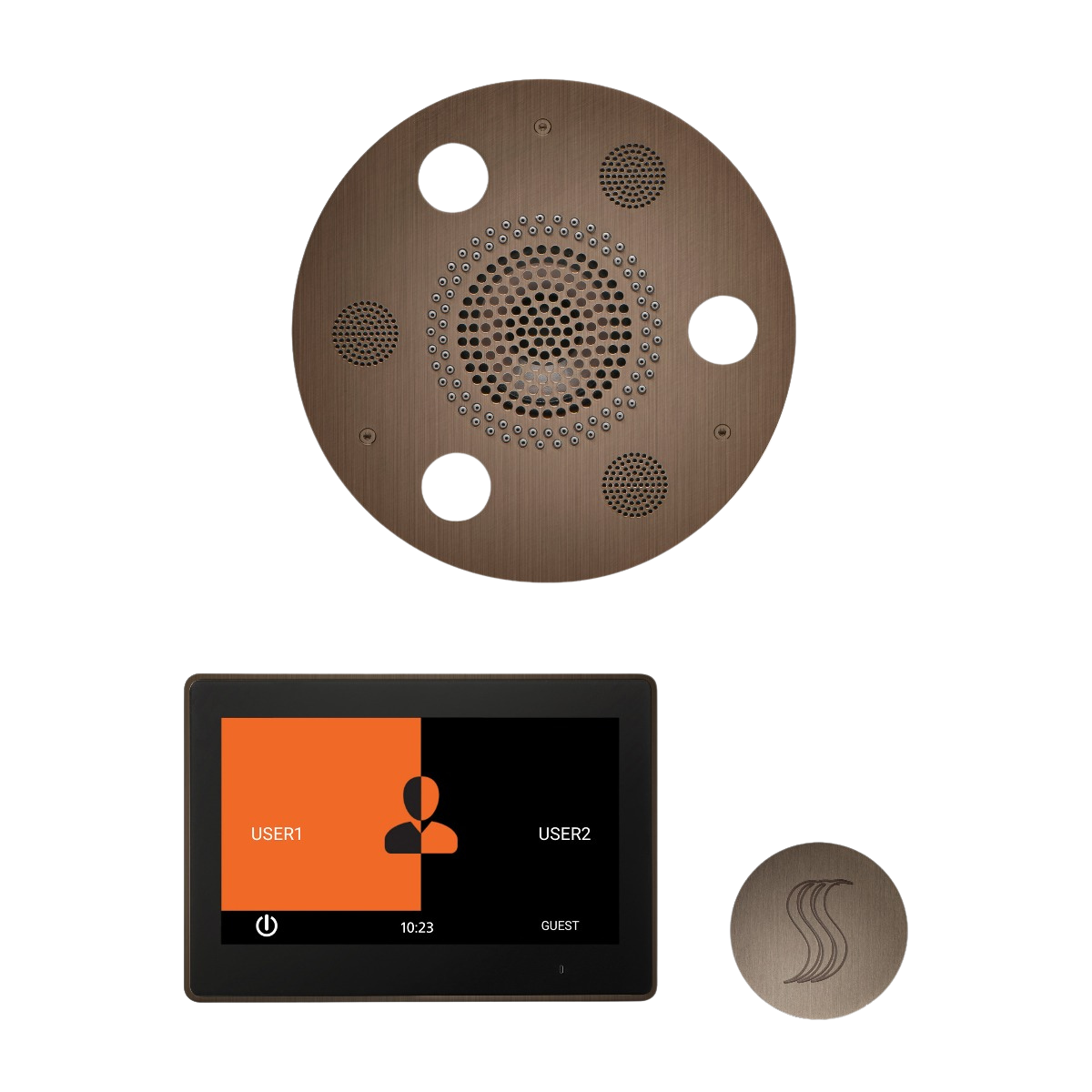 ThermaSol WSTP10R Wellness Steam Package - Serenity Advanced Round Rainhead + ThermaTouch2 10" Control + SteamVection Round Steam Head ThermaSol