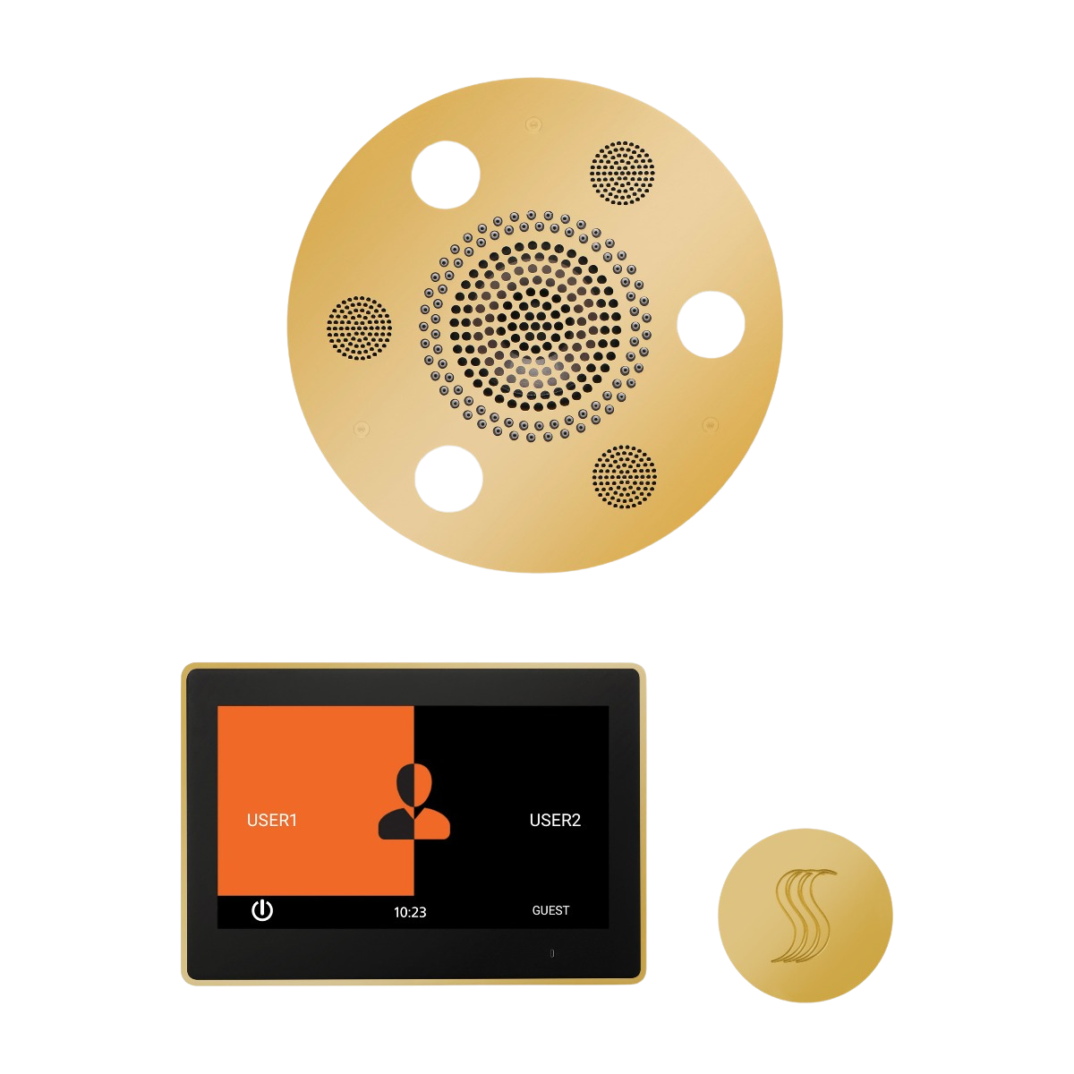 ThermaSol WSTP10R Wellness Steam Package - Serenity Advanced Round Rainhead + ThermaTouch2 10" Control + SteamVection Round Steam Head ThermaSol