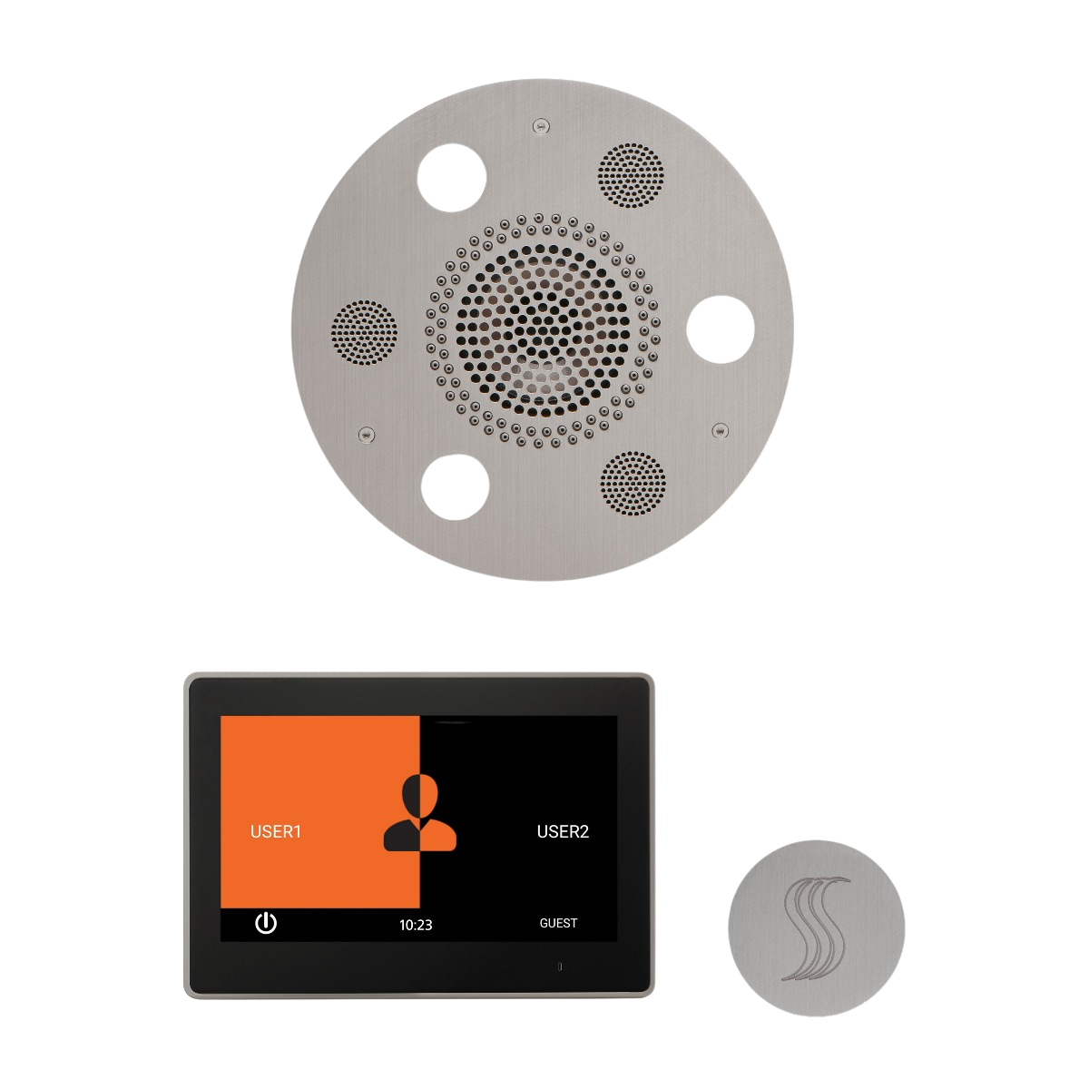 ThermaSol WSTP10R Wellness Steam Package - Serenity Advanced Round Rainhead + ThermaTouch2 10" Control + SteamVection Round Steam Head ThermaSol