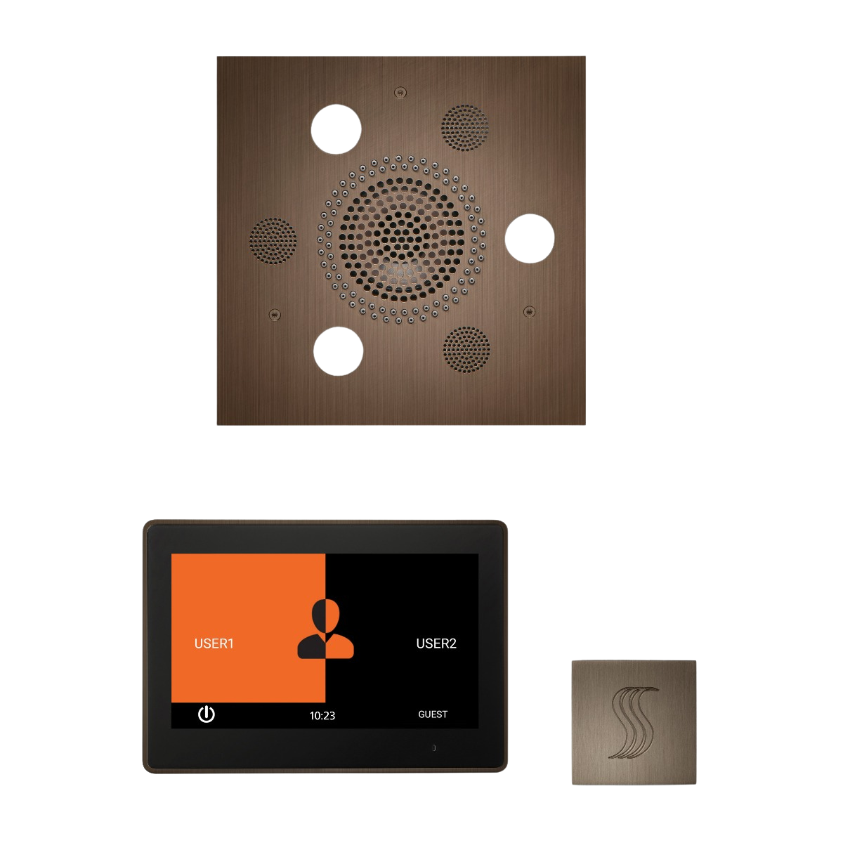 ThermaSol WSTP10S Wellness Steam Package - Serenity Advanced Square Rainhead + ThermaTouch2 10" Control + SteamVection Square Steam Head ThermaSol