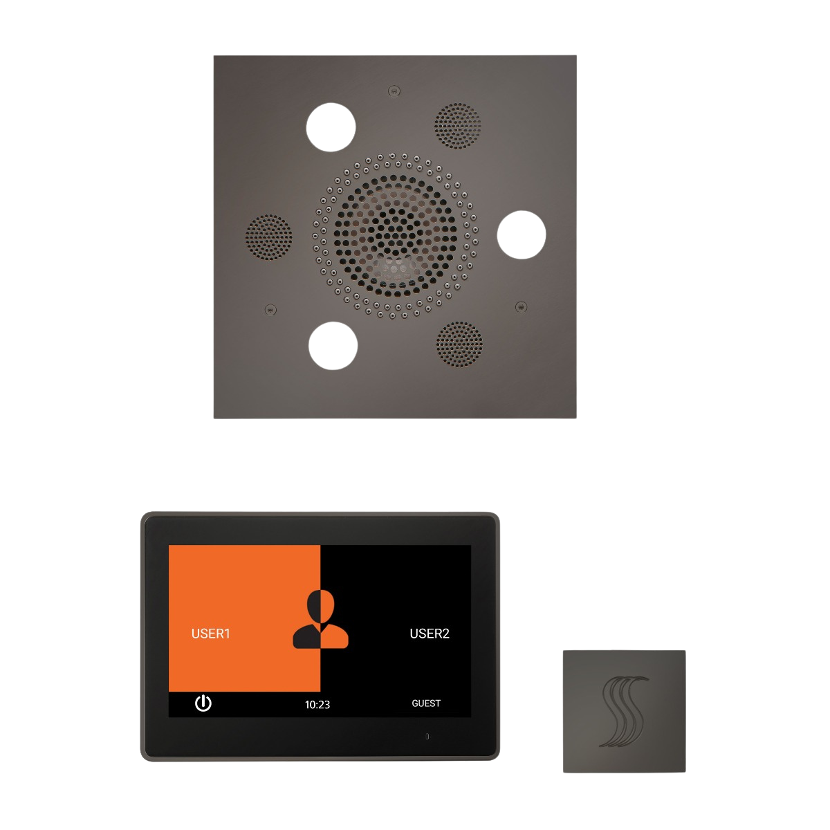 ThermaSol WSTP10S Wellness Steam Package - Serenity Advanced Square Rainhead + ThermaTouch2 10" Control + SteamVection Square Steam Head ThermaSol