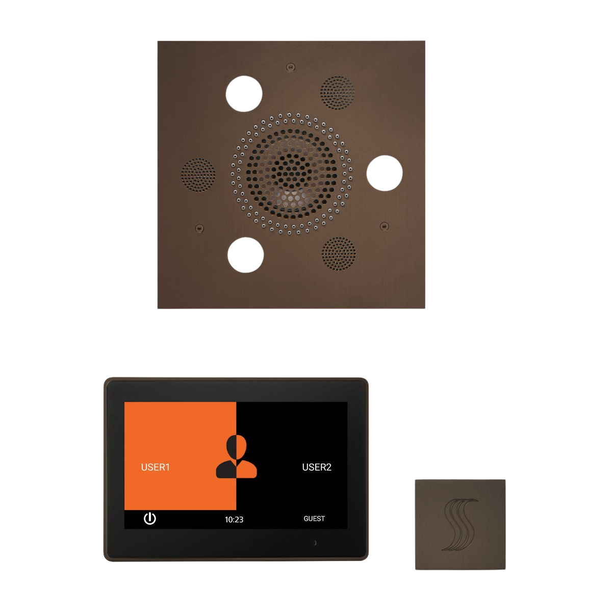 ThermaSol WSTP10S Wellness Steam Package - Serenity Advanced Square Rainhead + ThermaTouch2 10" Control + SteamVection Square Steam Head ThermaSol