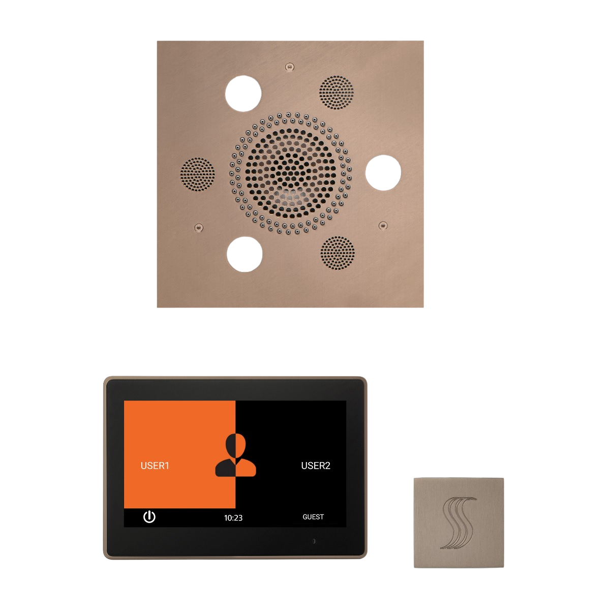 ThermaSol WSTP10S Wellness Steam Package - Serenity Advanced Square Rainhead + ThermaTouch2 10" Control + SteamVection Square Steam Head ThermaSol