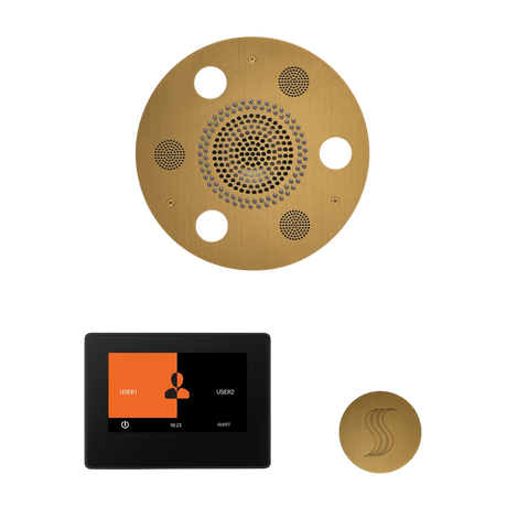 ThermaSol WSTP7R Wellness Steam Package - Serenity Advanced Round Rainhead + ThermaTouch2 7" Black Trim Control + SteamVection Round Steam Head ThermaSol