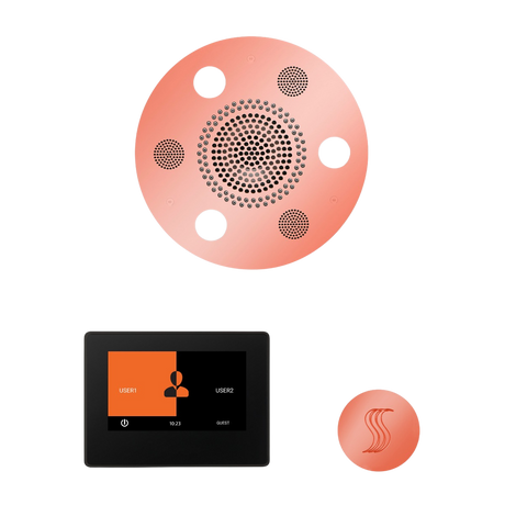 ThermaSol WSTP7R Wellness Steam Package - Serenity Advanced Round Rainhead + ThermaTouch2 7" Black Trim Control + SteamVection Round Steam Head ThermaSol