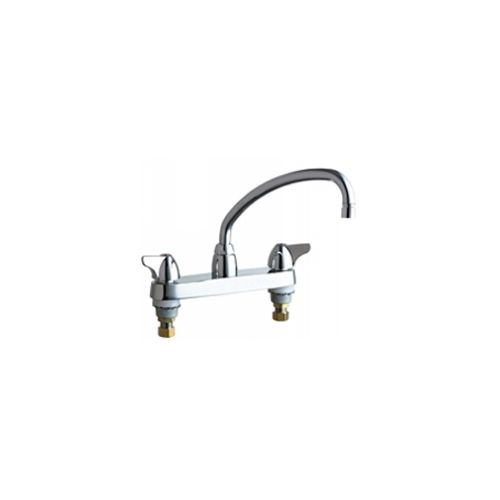 Chicago Faucets 1100-L9VPAXKABCP  Universal Centerset Deck Mounted Kitchen Faucet with Lever Handles Polished Chrome -