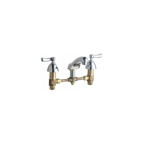 Chicago Faucets 404-VE2805ABCP Universal Widespread Deck Mounted Lavatory Faucet with Lever Handles Polished Chrome - 