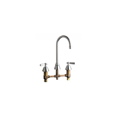 Chicago Faucets 786-E3-369ABCP Universal Gooseneck Widespread Kitchen Facuet with Lever Handles Polished Chrome - 